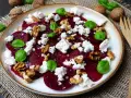 Rote Bete Salat mit Feta, Walnüssen und Basilikum. Ein einfaches und leckeres Rezept für einen frischen Salat.