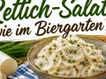 Frischer Rettichsalat, wie im Biergarten, mit Radieschen, Schnittlauch und einem Bier.
