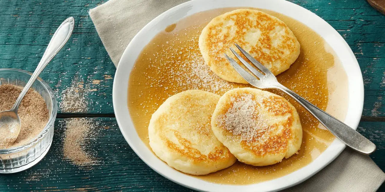 Leckere Quarkplätzchen, ein einfaches Rezept für Magerquark Rezepte, mit Sirup und Zucker bestreut.