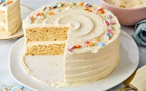 Ein köstlicher Kuchen mit Vanillecreme und bunten Streuseln. Perfekt für dein Vanillecreme Rezept!