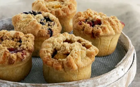 Fünf köstliche Obst-Muffins mit Streuseln, die Lust auf die besten Muffin Rezepte mit Obst machen.