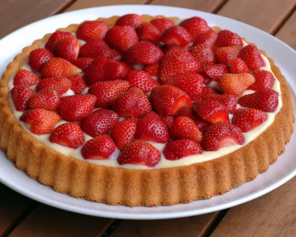 Ein leckerer Obstboden mit frischen Erdbeeren und cremiger Füllung. Perfekt für jedes Obstboden Rezept!