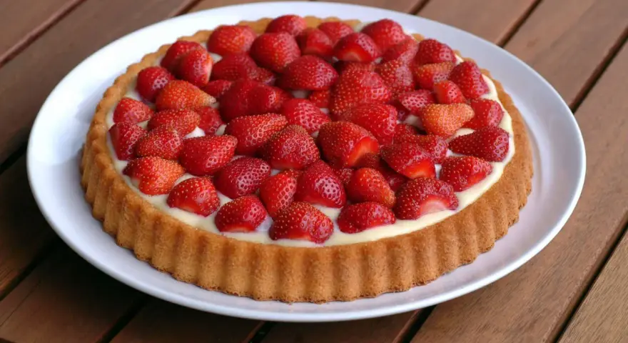 Ein leckerer Obstboden mit frischen Erdbeeren und cremiger Füllung. Perfekt für jedes Obstboden Rezept!