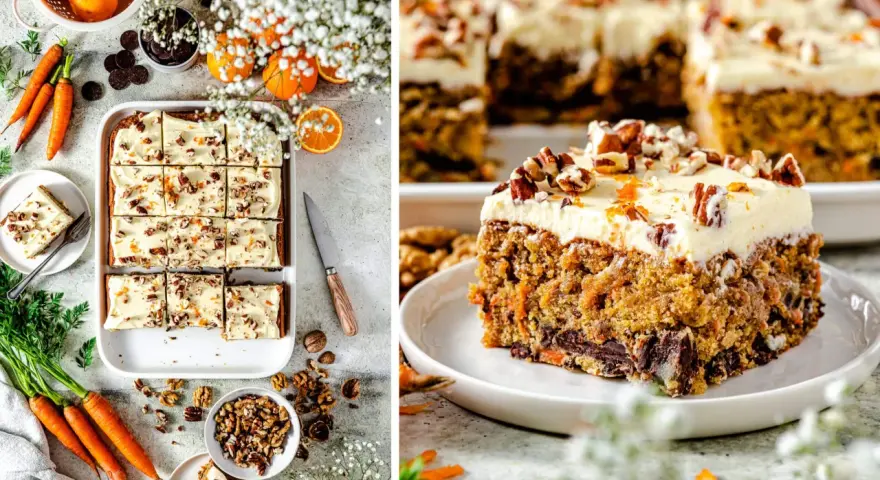 Saftiger karotten kuchen mit Frischkäse-Frosting, Nüssen und Orangenschale. Ein Genuss für jeden Anlass!